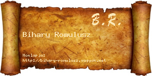 Bihary Romulusz névjegykártya